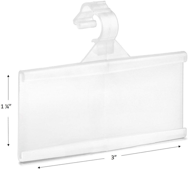 GlossyEnd Pack of 100 - Plastic Wire Shelf Label Holder  Sign and Ticket Holder  Easy Clip Design with Tight Snap Lock Closure. Height  1-1/4"" X Width  3"" | ""100 Label Inserts Included"" - Image 5